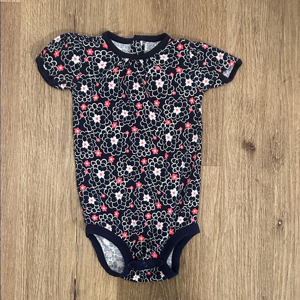 Carter's Navy and Pink Floral Bodysuit